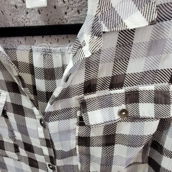 Band of Gypsies Sheer Button Down Long Sleeve Shirt Size Small Lace Back - Picture 9 of 12